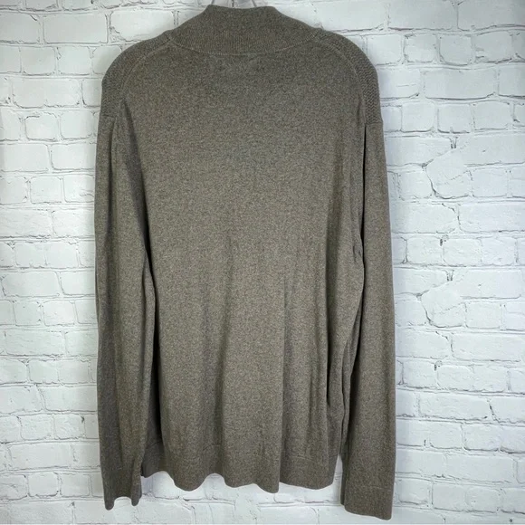 BANANA REPUBLIC Men's cotton silk cashmere brown gray quarter-zip sweater, sz XL - Picture 3 of 5
